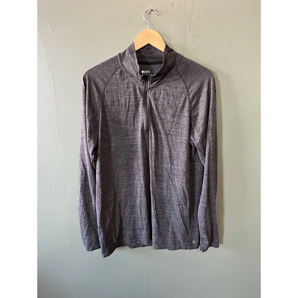 Zella Mens Gray 1/4 Zip Long Sleeve Sweater Size Large Mock Neck